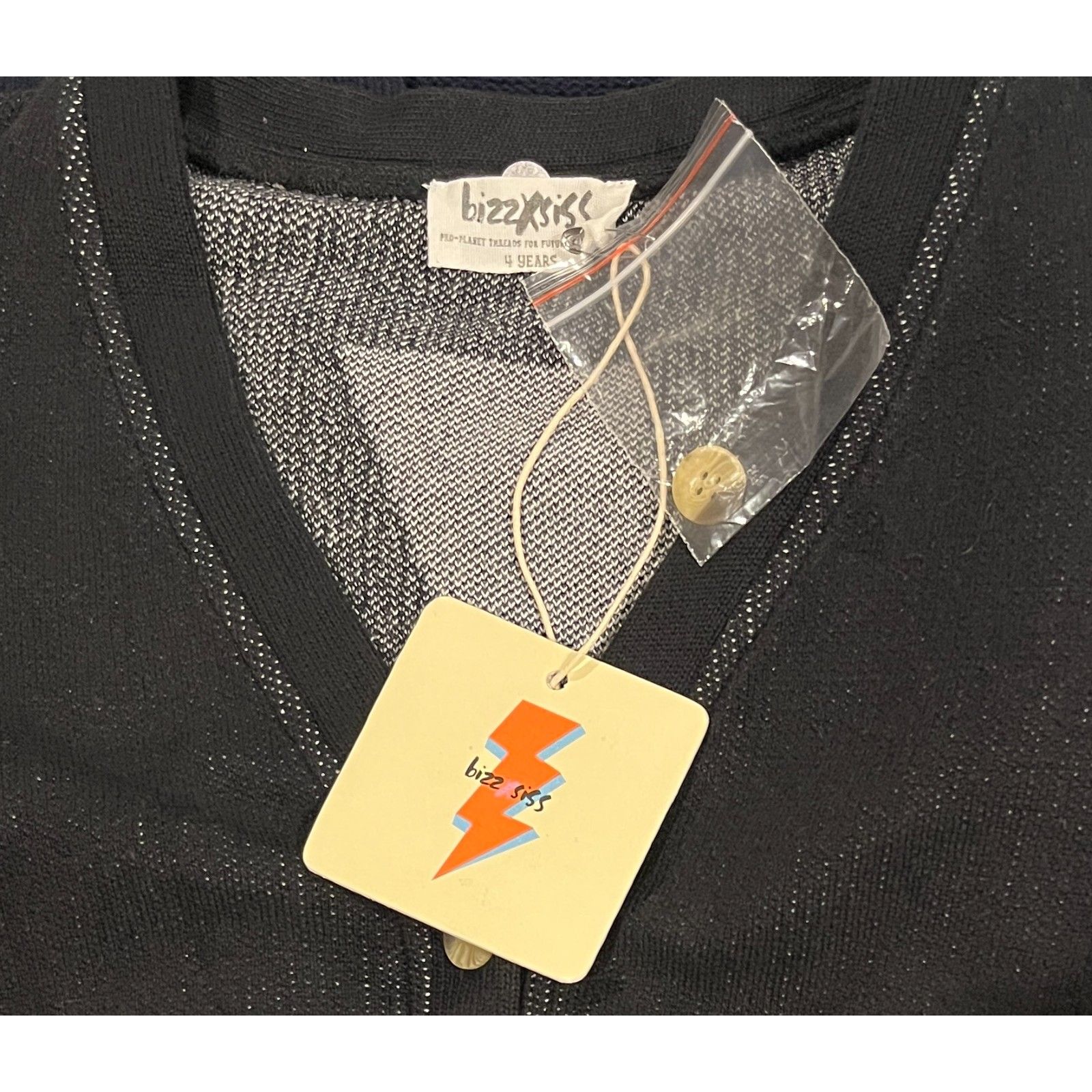 Bizz X Siss Party Cardi, Light The Night Boy's Cardigan Black Size 4 Nwt — image 4 of 5